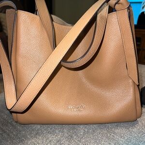 Kate Spade Knott Large Shoulder Bag Tote Purse BUNGALOW Brown Tan Leather Suede